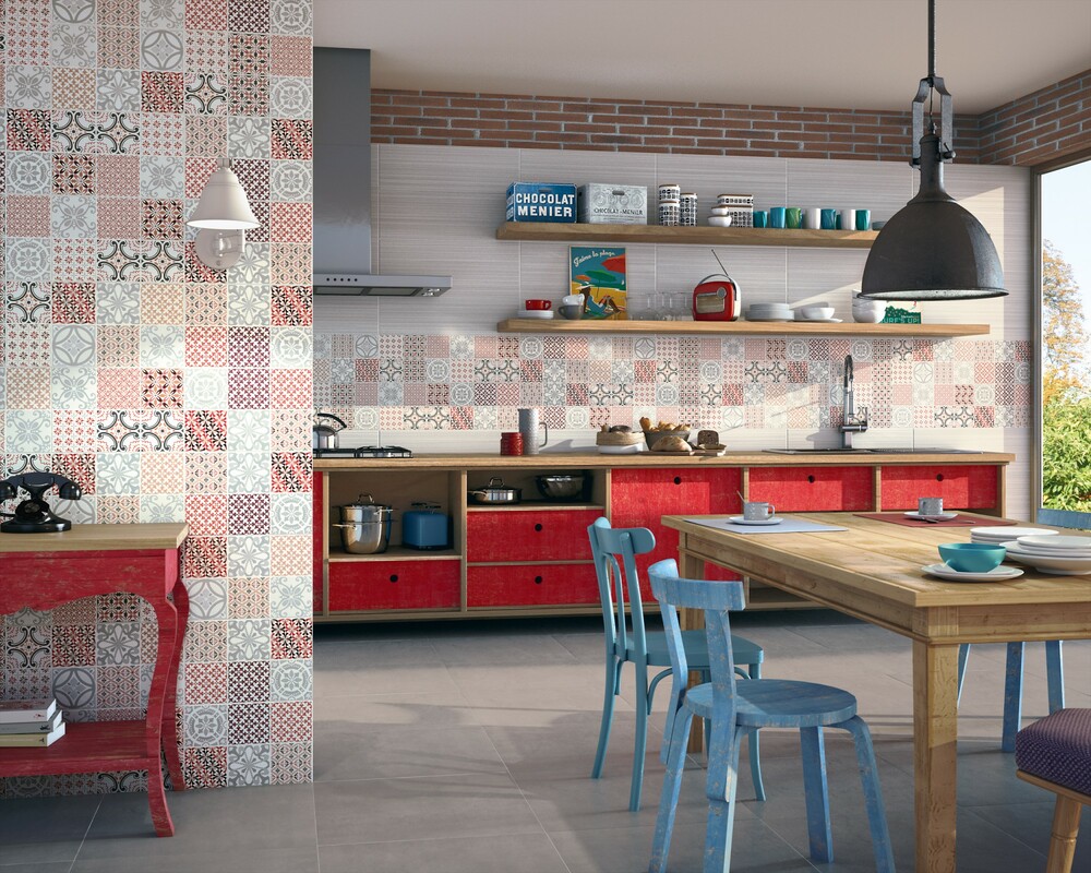 Nerang Tiles, Red White And Black Kitchen Tiles