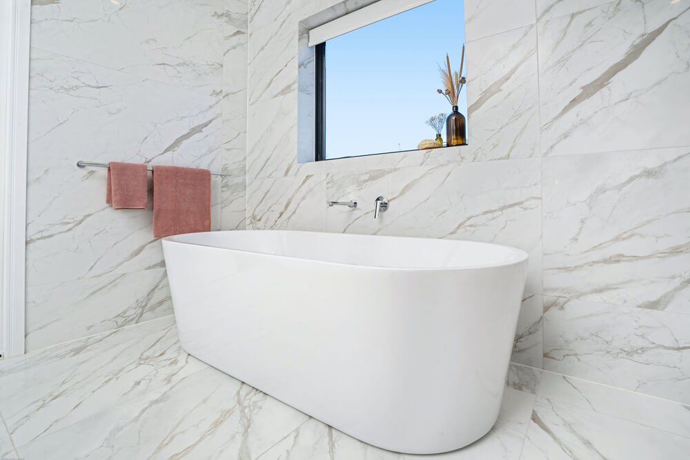 Large Format White Marble Porcelain Floor & Wall Tile - GOLD COAST TILE