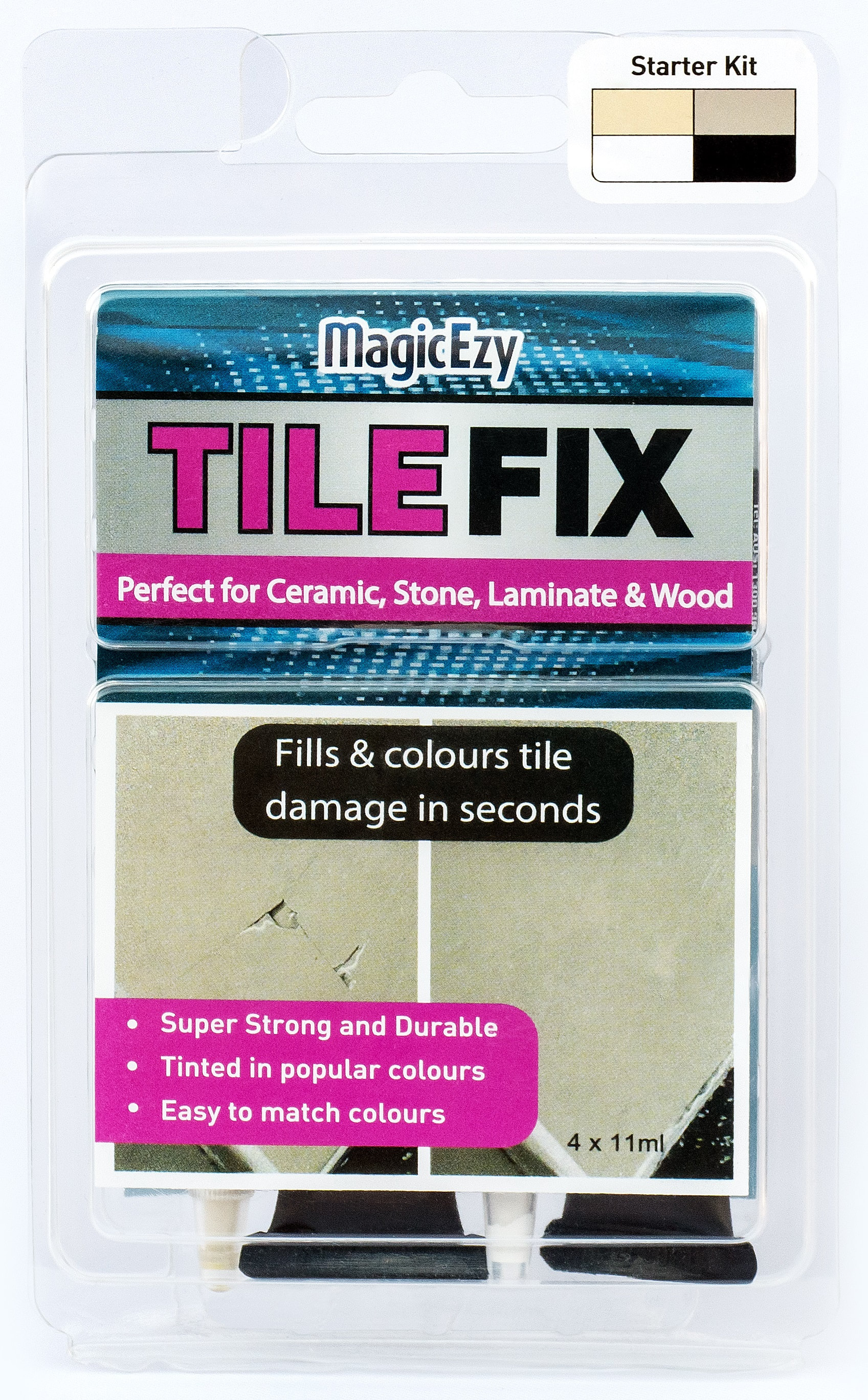 MagicEzy Tile Repair Kit: Porcelain Repair Kit - Ceramic Tile Repair Kit -  Mix and Match Colors - Acrylic, Stone, Fiberglass - Wall Touch Up (Gold)